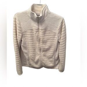 Jason Maxwell Off White Quilted Plush Fleece Zip-Up Jacket - EUC